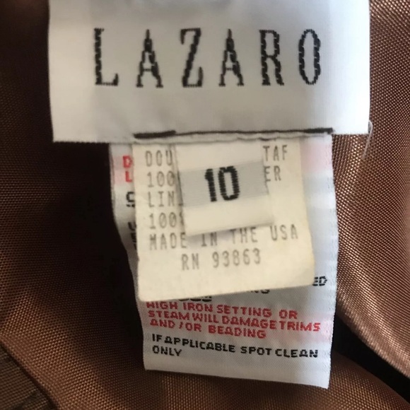 LAZARO USA Strapless Double Taffeta Chocolate/Gold Gown, Size 10, WOW, Worn 1X - Picture 5 of 6